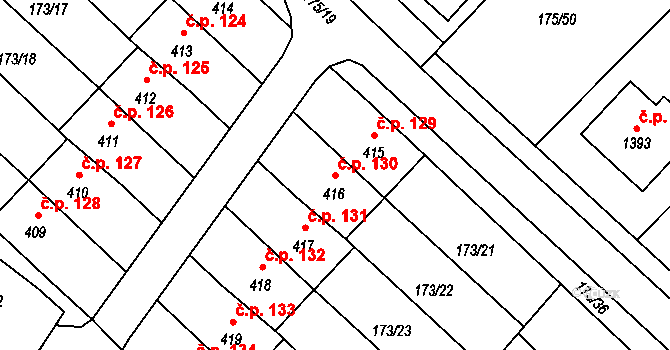 Neznašov 130, Všemyslice na parcele st. 416 v KÚ Všemyslice, Katastrální mapa