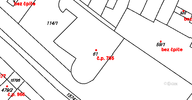 Litovel 795 na parcele st. 61 v KÚ Litovel, Katastrální mapa