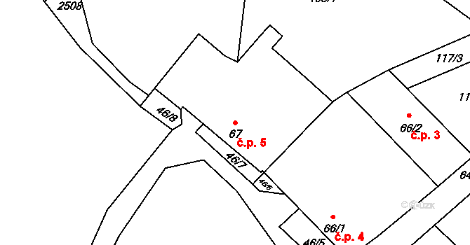 Matějovec 5, Český Rudolec na parcele st. 67 v KÚ Matějovec, Katastrální mapa