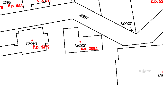 Radotín 2094, Praha na parcele st. 1269/2 v KÚ Radotín, Katastrální mapa