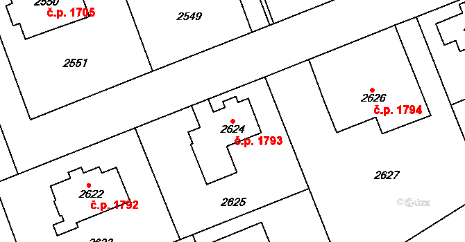 Dejvice 1793, Praha na parcele st. 2624 v KÚ Dejvice, Katastrální mapa