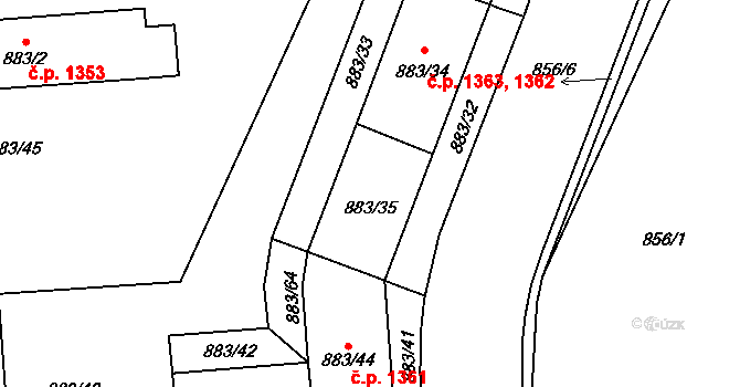 Vršovice 1362,1363, Praha na parcele st. 883/35 v KÚ Vršovice, Katastrální mapa