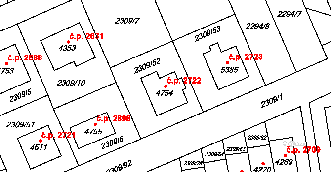 Dvůr Králové nad Labem 2722 na parcele st. 4754 v KÚ Dvůr Králové nad Labem, Katastrální mapa