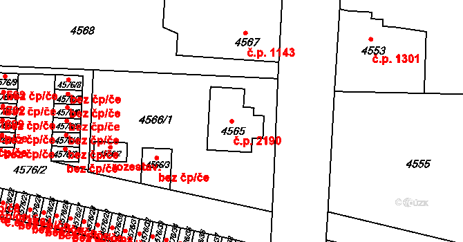 Česká Lípa 2190 na parcele st. 4565 v KÚ Česká Lípa, Katastrální mapa