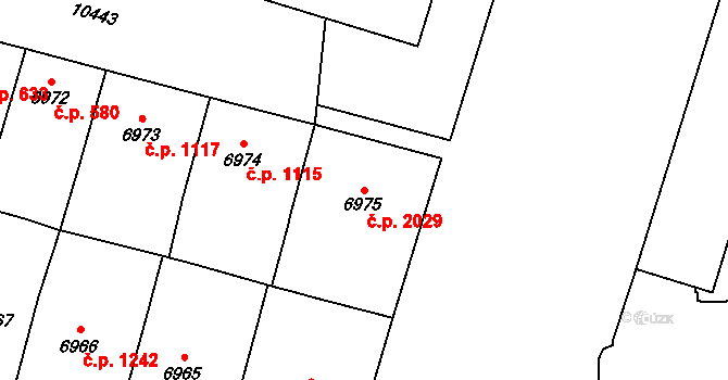 Jižní Předměstí 2029, Plzeň na parcele st. 6975 v KÚ Plzeň, Katastrální mapa