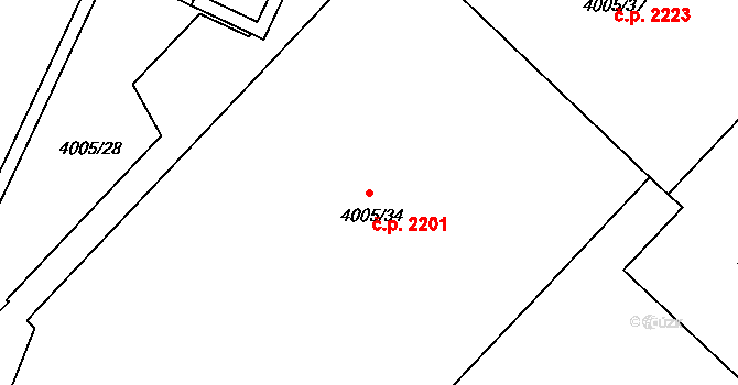 Předměstí 2201, Litoměřice na parcele st. 4005/34 v KÚ Litoměřice, Katastrální mapa