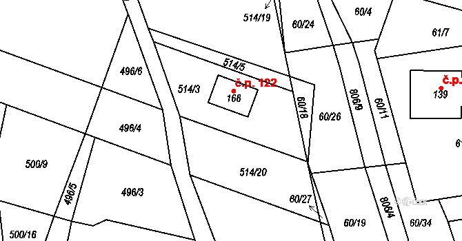 Lukavec u Hořic 122 na parcele st. 168 v KÚ Lukavec u Hořic, Katastrální mapa