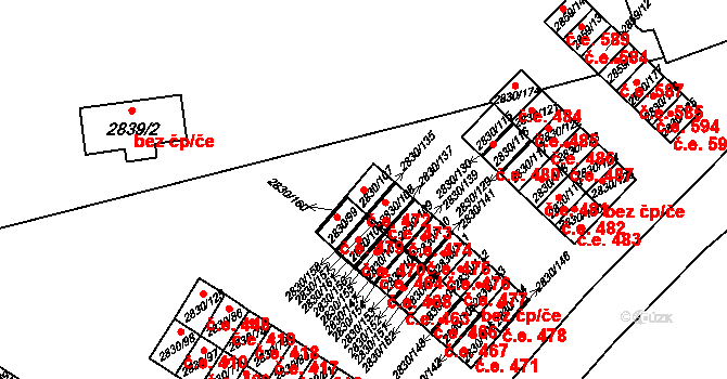 Rumburk 1 472, Rumburk na parcele st. 2830/107 v KÚ Rumburk, Katastrální mapa