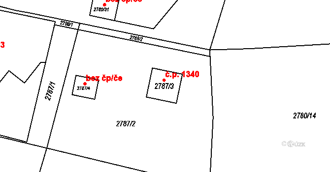 Dolní Lutyně 1340 na parcele st. 2787/3 v KÚ Dolní Lutyně, Katastrální mapa
