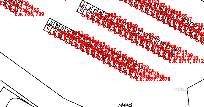 Příluky 2671,2684, Zlín na parcele st. 576/11 v KÚ Příluky u Zlína, Katastrální mapa
