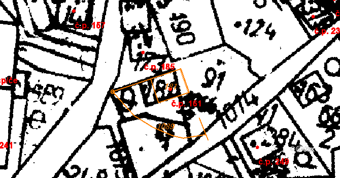 Tisová 161, Kraslice na parcele st. 181 v KÚ Tisová u Kraslic, Katastrální mapa