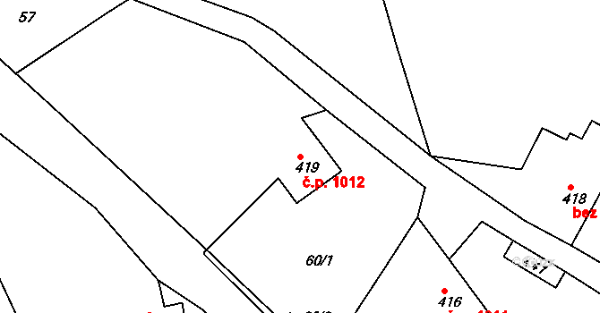 Dvořiště 1012, Bystřice nad Pernštejnem na parcele st. 419 v KÚ Dvořiště u Bystřice nad Pernštejnem, Katastrální mapa