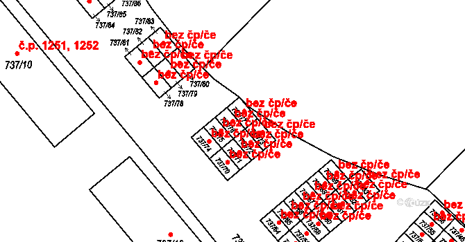 Hlučín 38072289 na parcele st. 737/76 v KÚ Hlučín, Katastrální mapa