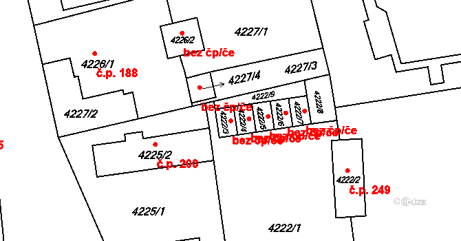 Frýdek-Místek 38969289 na parcele st. 4222/3 v KÚ Lískovec u Frýdku-Místku, Katastrální mapa