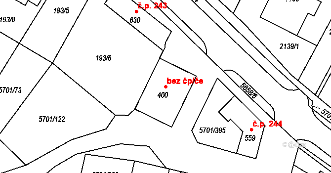 Hrádek 40976289 na parcele st. 400 v KÚ Hrádek u Znojma, Katastrální mapa