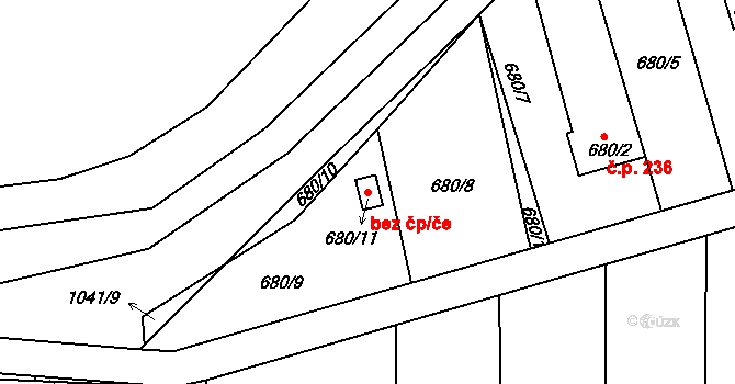 Holešov 41479289 na parcele st. 680/11 v KÚ Všetuly, Katastrální mapa
