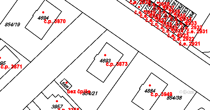 Zlín 3873 na parcele st. 4693 v KÚ Zlín, Katastrální mapa