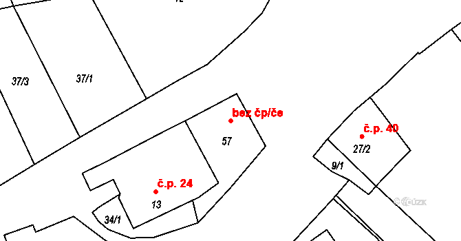 Ježovy 45200289 na parcele st. 57 v KÚ Trnčí, Katastrální mapa