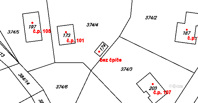 Slatiňany 47613289 na parcele st. 174 v KÚ Trpišov, Katastrální mapa