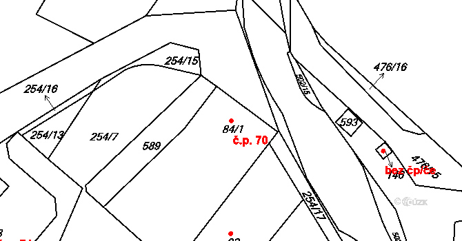 Krašovice 70 na parcele st. 84/1 v KÚ Krašovice u Plzně, Katastrální mapa