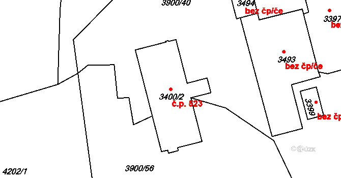 Bezděkovské Předměstí 523, Domažlice na parcele st. 3400/2 v KÚ Domažlice, Katastrální mapa