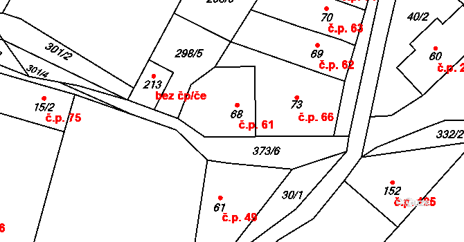 Bukovice 61 na parcele st. 68 v KÚ Bukovice, Katastrální mapa