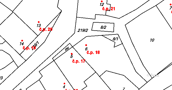 Rumberk 18, Deštná na parcele st. 6 v KÚ Rumberk, Katastrální mapa