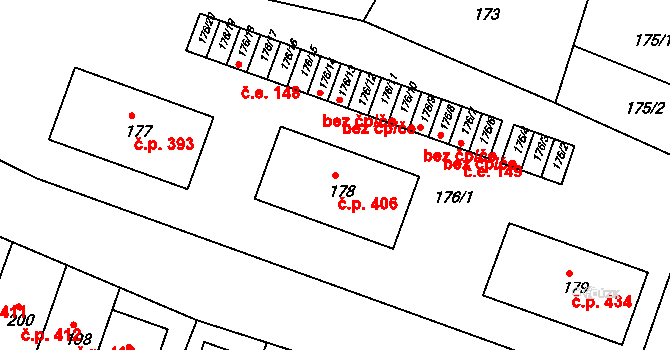 Kunštát 406 na parcele st. 178 v KÚ Kunštát na Moravě, Katastrální mapa