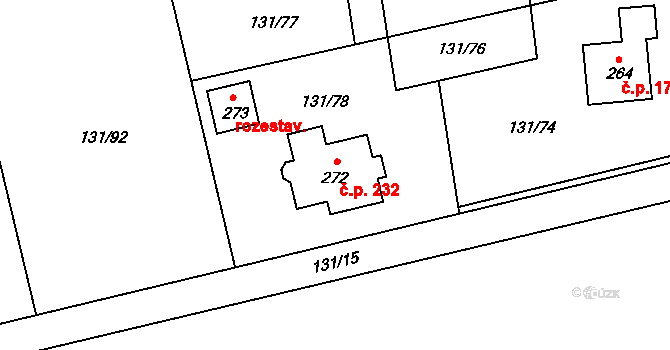 Bystročice 232 na parcele st. 272 v KÚ Bystročice, Katastrální mapa