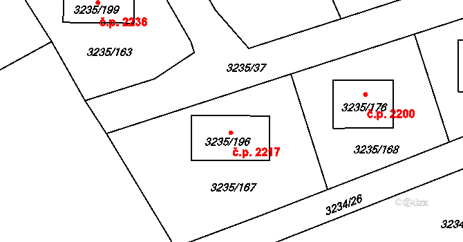 Tachov 2217 na parcele st. 3235/196 v KÚ Tachov, Katastrální mapa