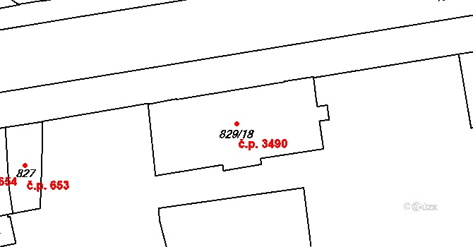 Přerov I-Město 3490, Přerov na parcele st. 829/18 v KÚ Přerov, Katastrální mapa