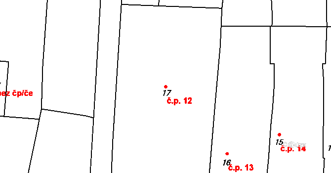 Svojnice 12, Strunkovice nad Blanicí na parcele st. 17 v KÚ Svojnice, Katastrální mapa