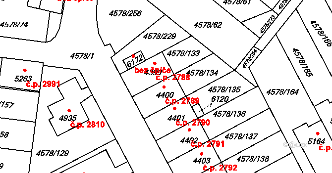 Žatec 2789 na parcele st. 4400 v KÚ Žatec, Katastrální mapa