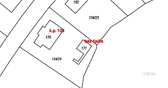 Černouček 96700289 na parcele st. 171 v KÚ Černouček, Katastrální mapa