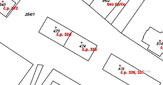 Micmanice 325, Strachotice na parcele st. 474 v KÚ Micmanice, Katastrální mapa