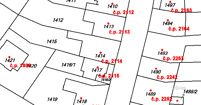 Přerov I-Město 2114, Přerov na parcele st. 1414 v KÚ Přerov, Katastrální mapa