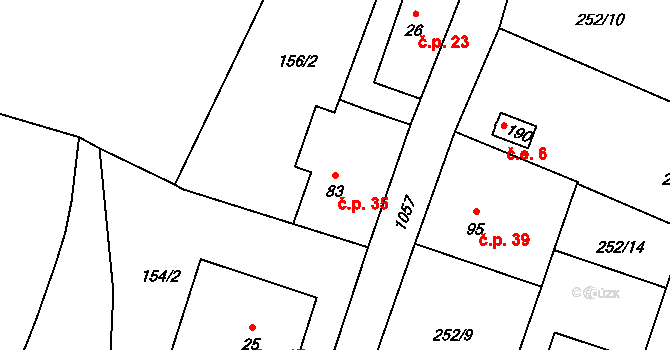 Barochov 35, Řehenice na parcele st. 83 v KÚ Malešín, Katastrální mapa