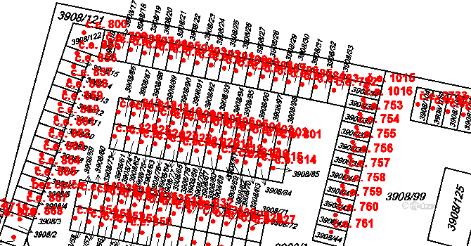 Jihlava 804 na parcele st. 3908/95 v KÚ Jihlava, Katastrální mapa
