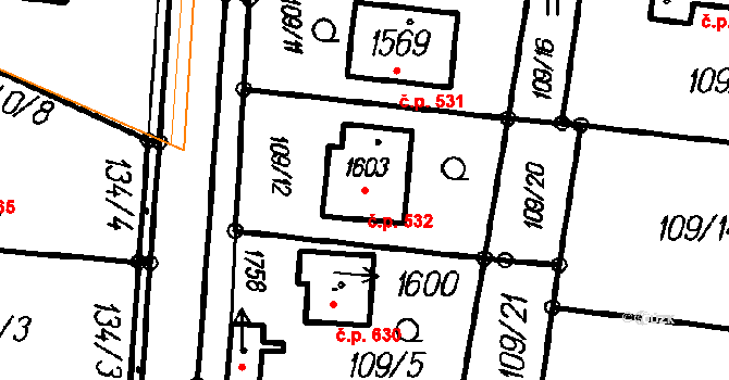 Čeladná 532 na parcele st. 1603 v KÚ Čeladná, Katastrální mapa