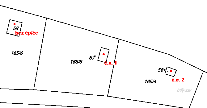 Lounín 1, Tmaň na parcele st. 57 v KÚ Lounín, Katastrální mapa