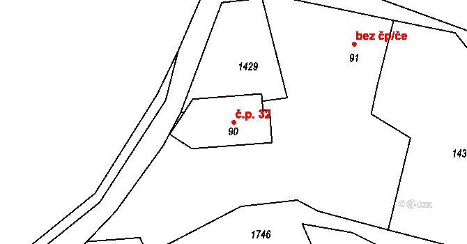 Smilovice 32 na parcele st. 90 v KÚ Smilovice, Katastrální mapa
