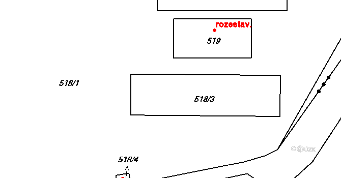 Poříčí 133, Boršov nad Vltavou na parcele st. 518/3 v KÚ Boršov nad Vltavou, Katastrální mapa