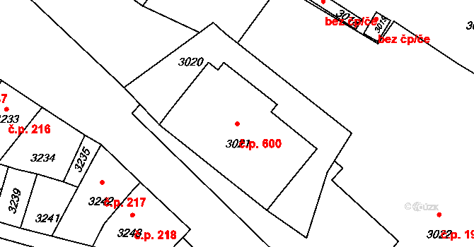 Mimoň I 600, Mimoň na parcele st. 3021 v KÚ Mimoň, Katastrální mapa