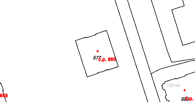 Lutyně 860, Orlová na parcele st. 577 v KÚ Horní Lutyně, Katastrální mapa