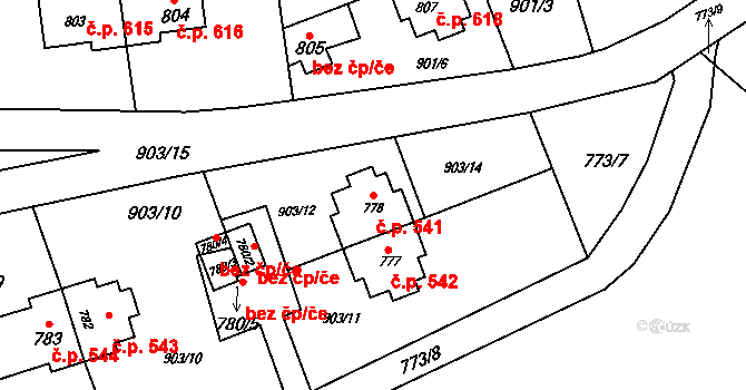Rožnov pod Radhoštěm 541 na parcele st. 778 v KÚ Rožnov pod Radhoštěm, Katastrální mapa
