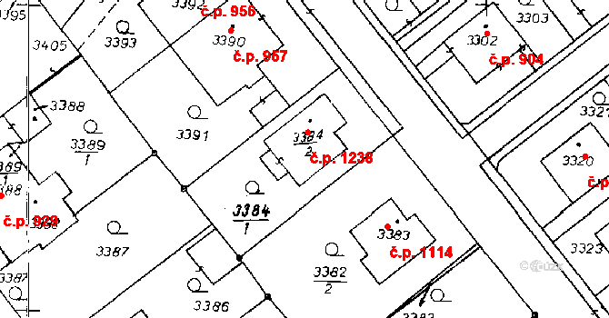 Poděbrady III 1238, Poděbrady na parcele st. 3384/2 v KÚ Poděbrady, Katastrální mapa