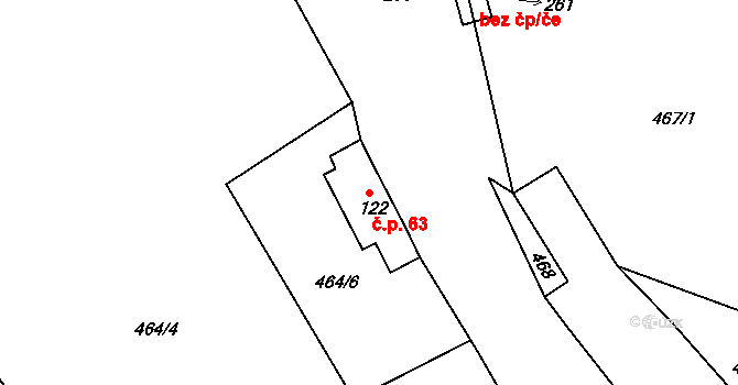 Těpeře 63, Železný Brod na parcele st. 122 v KÚ Chlístov u Železného Brodu, Katastrální mapa
