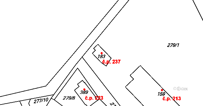 Janské Lázně 237 na parcele st. 183 v KÚ Janské Lázně, Katastrální mapa