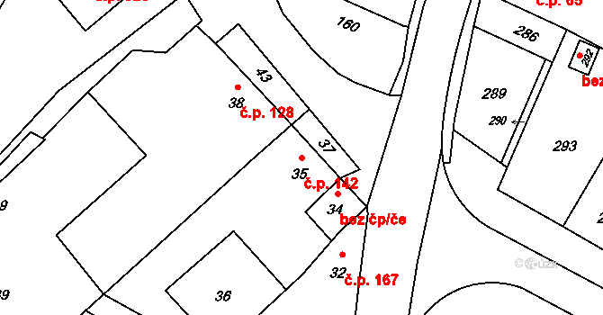 Červenka 142 na parcele st. 35 v KÚ Červenka, Katastrální mapa