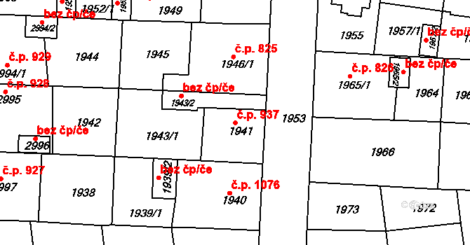 Sokolov 937 na parcele st. 1941 v KÚ Sokolov, Katastrální mapa